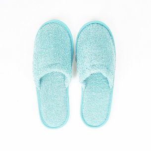 Zapatillas baño azul celadón de rizo algodón 100% 2