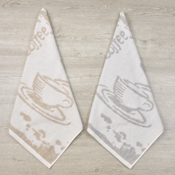 Paño de cocina beige de rizo 100% algodón