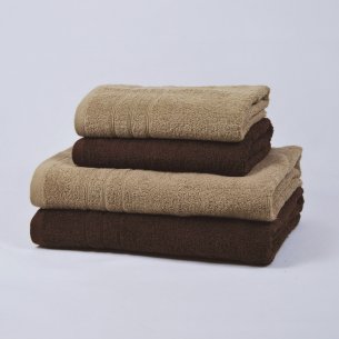 Beige and chocolate towels set made from 100% cotton